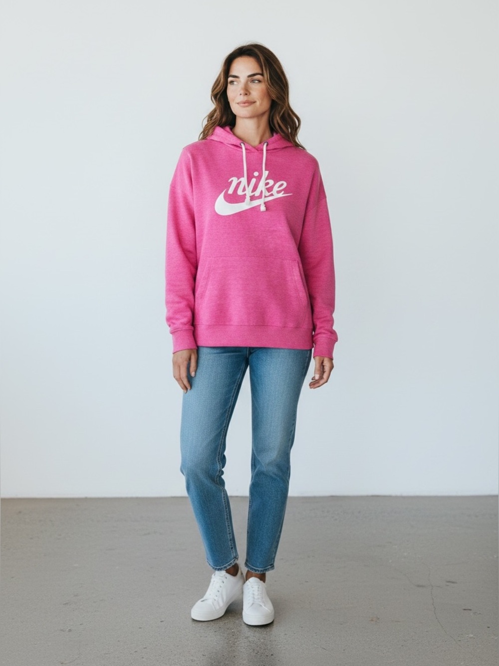 Nike Pink Vintage Logo Hoodie Sweatshirt Pullover Medium